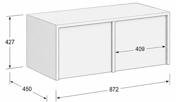 Nástavba pro skříně FRAME, 2x dveře, 872 x 450 x 427 mm, PUSH-lock, ořech