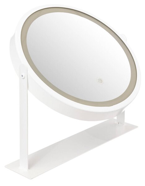 Kosmetické zrcadlo s podsvícením LED, bílé, Ø 34 cm