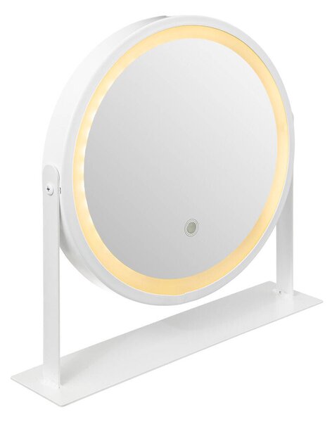 Kosmetické zrcadlo s podsvícením LED, bílé, Ø 34 cm