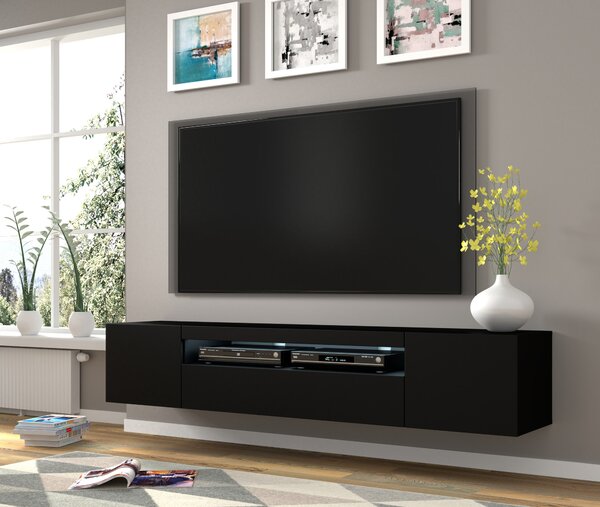 TV stolek/skříňka Aurinko 200 (matná černá) (s osvětlením)