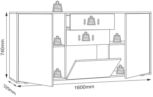 Komoda Salia, š: 160 cm