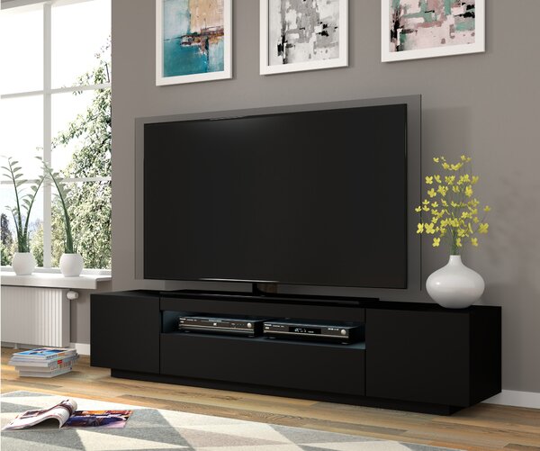 TV stolek/skříňka Aurinko 200 (matná černá) (s osvětlením)