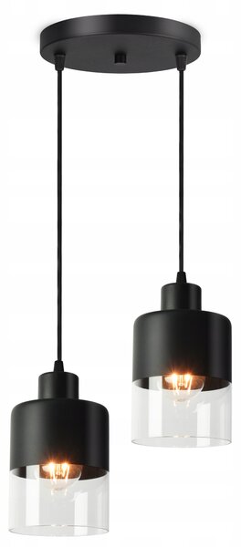 Závěsné Stropní Svítidlo Lustr Dual Glass 568-EZ2 LED E27 Black Edition