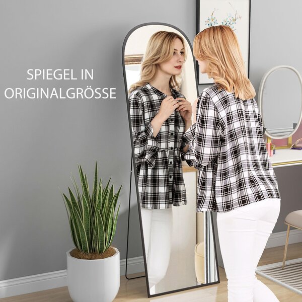 Fortuna Lai Celotělové zrcadlo 1615 x 50 cm Stojanové zrcadlo s rámem z hliníkové slitiny do obývacího pokoje nebo ložnice Černé