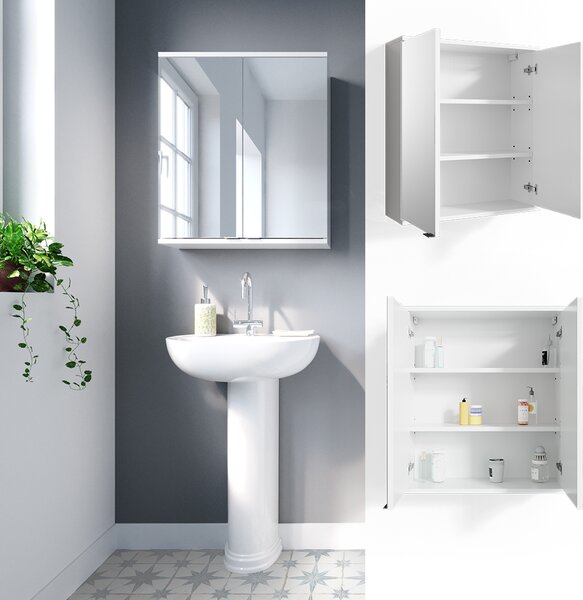 Koupelnová zrcadlová skříňka Vicco Roy Bílá 60 x 68 cm, Model 29966