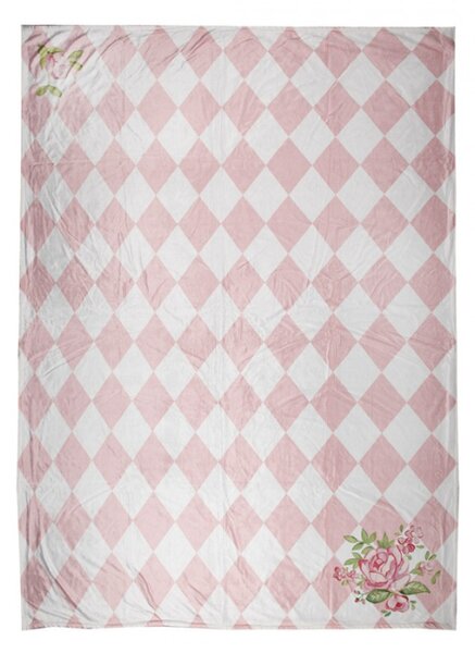 Růžovo-bílý pléd / deka se vzorem růžiček Sweet Roses – 130x170 cm