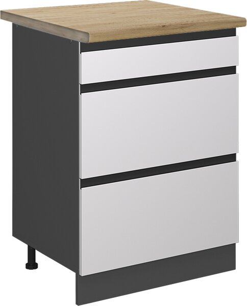 Spodní skříňka kuchyňské linky Vicco R-Line Bílá 60 cm se zásuvkami, PD Dub, Model 46654