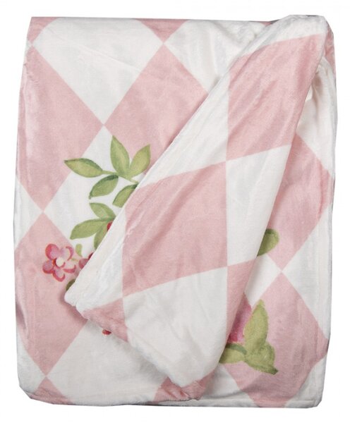 Růžovo-bílý pléd / deka se vzorem růžiček Sweet Roses – 130x170 cm