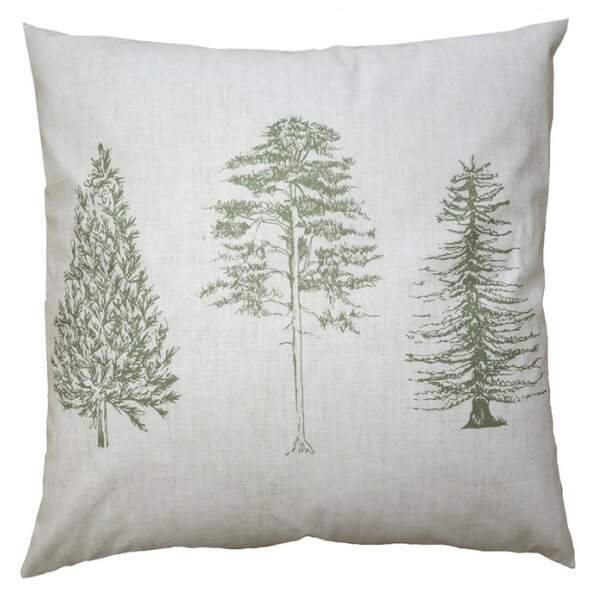 Béžový povlak na polštář se vzorem jehličnatých stromů Natural Pine Trees – 45x45 cm