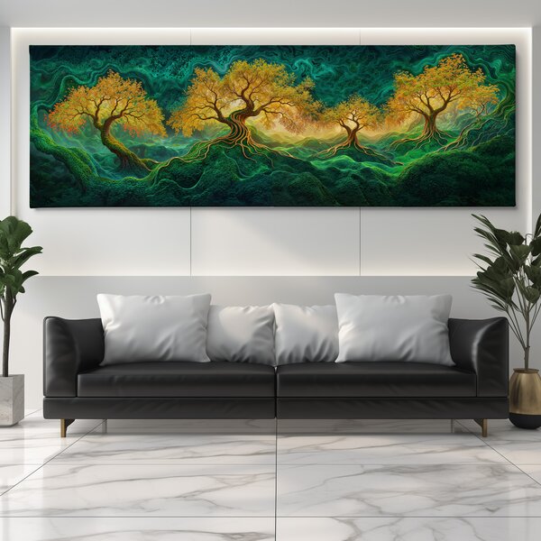 Obraz na plátně - Strom života Mechové podhoubí FeelHappy.cz Velikost obrazu (šířka x výška): 60 x 20 cm