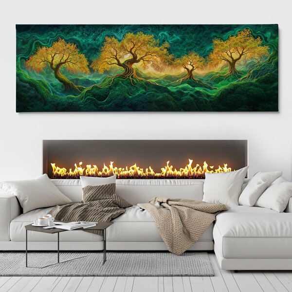 Obraz na plátně - Strom života Mechové podhoubí FeelHappy.cz Velikost obrazu (šířka x výška): 60 x 20 cm