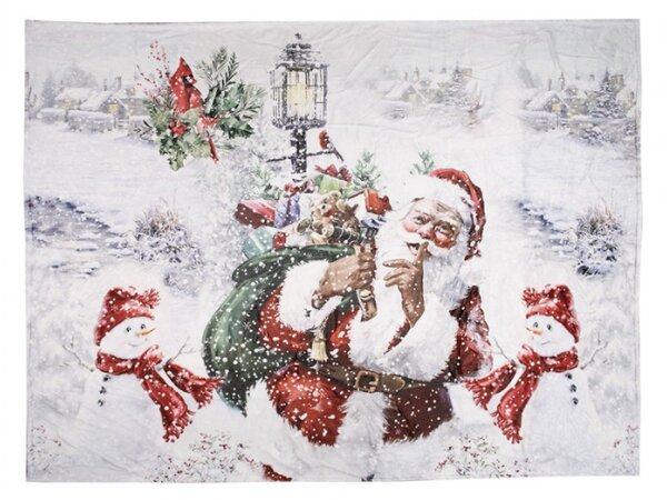Pléd / deka s motivem Santa Clause s nůší s dárky – 130x170 cm