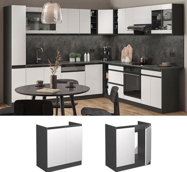 Skříňka pod dřez Vicco R-Line Bílá 80 cm , PD Antracit, Model 46130