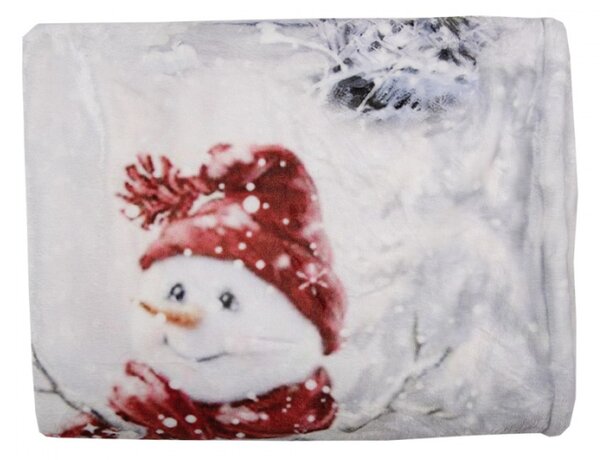 Pléd / deka s motivem Santa Clause s nůší s dárky – 130x170 cm