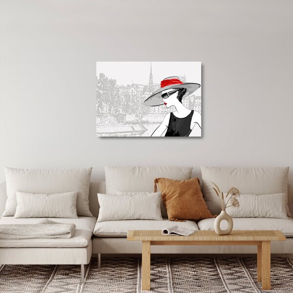Skleněný obraz - Dáma ve městě (70x50 cm)