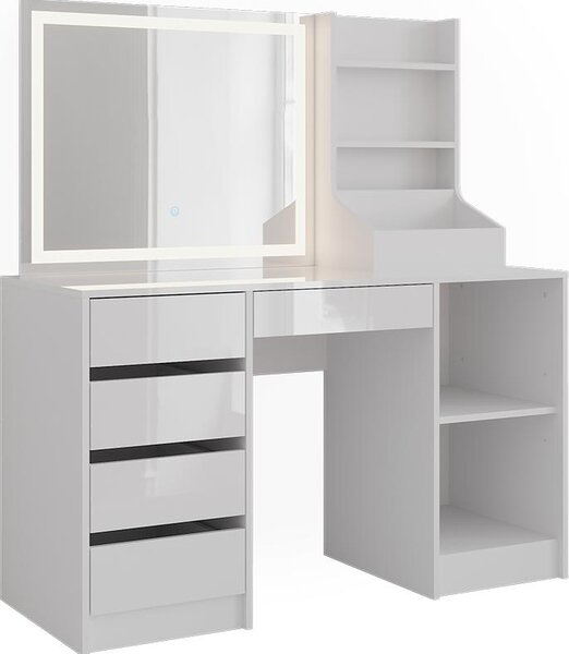 Toaletní stolek Vicco Sherry Bílá/bílý vysoký lesk 128.2 cm 3 díly, Model 57635
