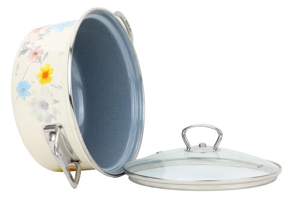 BELIS Smaltovaný rendlík se skl. poklicí MEADOW 16 cm/1,4l