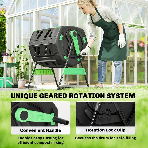 Outsunny 200 l kompostér, 94 × 67 × 98 cm – rychlý kompostér s větracími otvory a posuvnými dvířky, odolný plast | Aosom