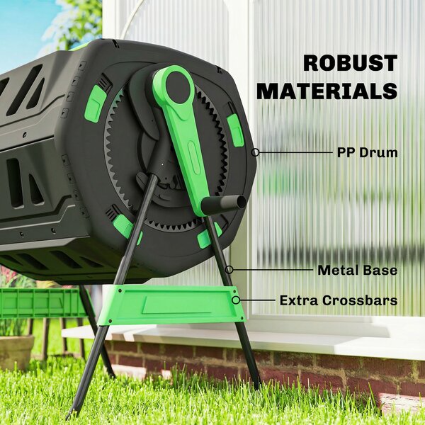 Outsunny 200 l kompostér, 94 × 67 × 98 cm – rychlý kompostér s větracími otvory a posuvnými dvířky, odolný plast | Aosom