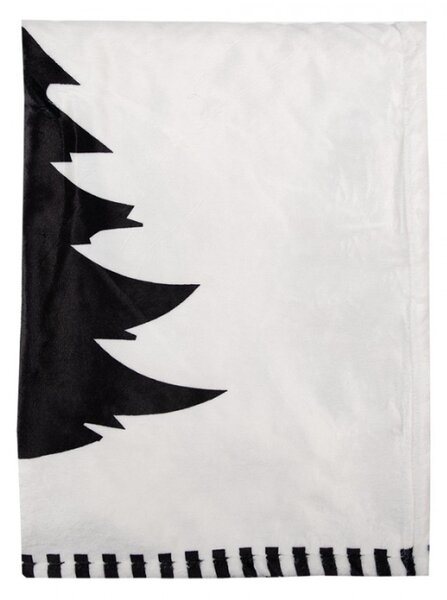 Bílý pléd / deka se stromečky Black & White X-Mas – 130x170 cm