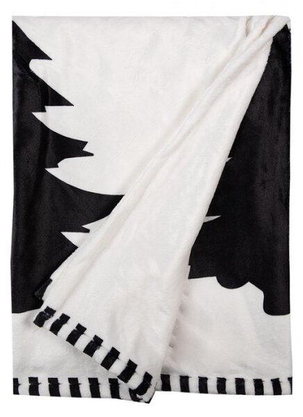 Bílý pléd / deka se stromečky Black & White X-Mas – 130x170 cm