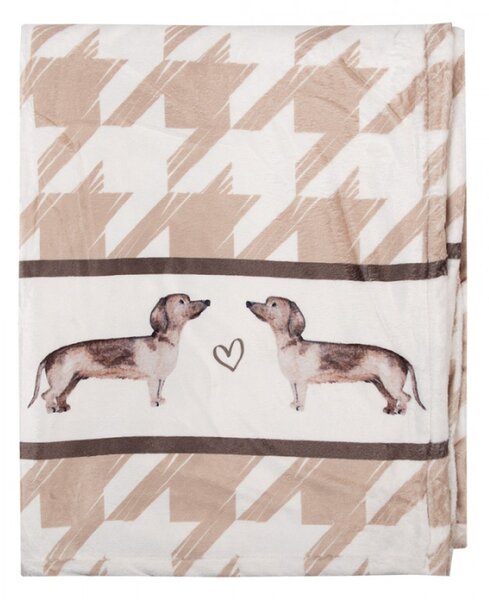 Béžový pléd / deka s jezevčíky Dachshund Love – 130x170 cm