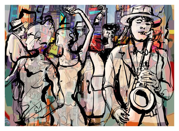 Skleněný obraz - Jazzová noc (70x50 cm)