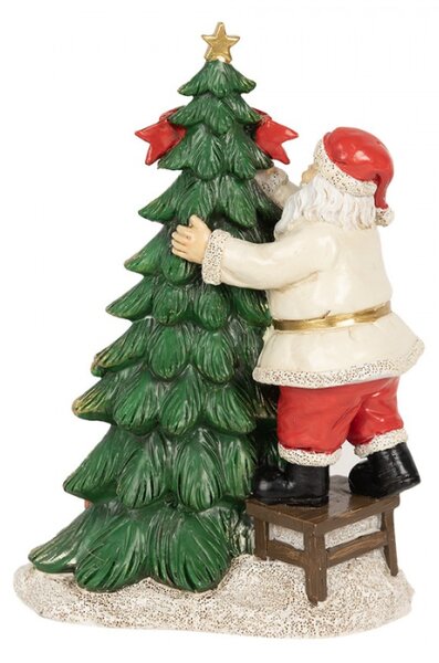 Zelená vánoční dekorace s LED světlem vánoční stromeček a Santa Claus věšící ozdoby – 15x10x22 cm