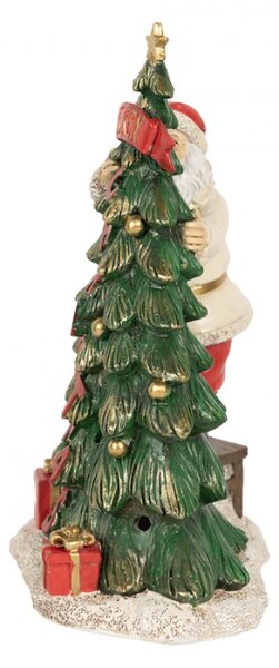 Zelená vánoční dekorace s LED světlem vánoční stromeček a Santa Claus věšící ozdoby – 15x10x22 cm