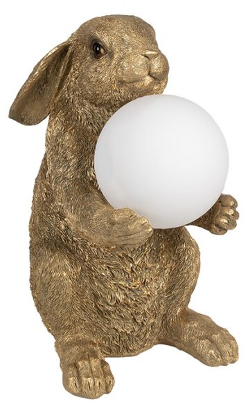 Stolní lampa ve tvaru zlatého zajíčka držícího žárovku – 27x19x35 cm