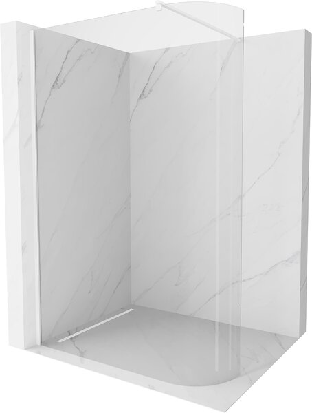MEXEN - Kioto zástěna sprchová zaoblená 90 x 200 cm, transparentní 8 mm - bílá - 800-090-101-20-06