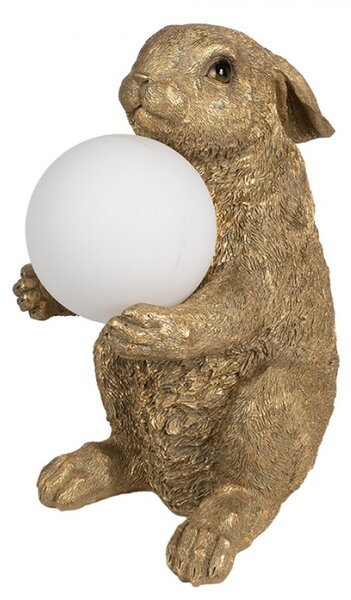 Stolní lampa ve tvaru zlatého zajíčka držícího žárovku – 27x19x35 cm