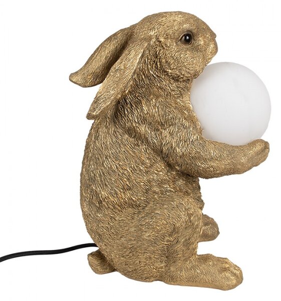 Stolní lampa ve tvaru zlatého zajíčka držícího žárovku – 27x19x35 cm