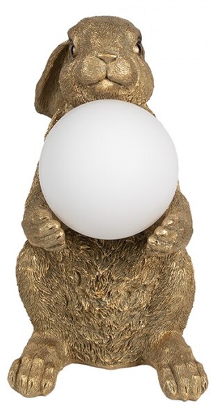 Stolní lampa ve tvaru zlatého zajíčka držícího žárovku – 27x19x35 cm