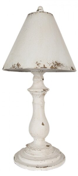 Bílá stolní lampa s hnědým odřením – 26x55 cm