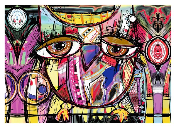 Skleněný obraz - Street art - sova (70x50 cm)
