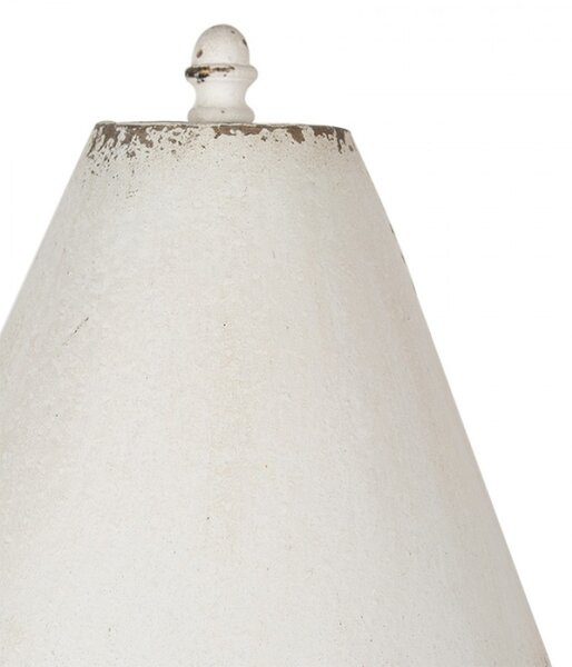 Bílá stolní lampa s hnědým odřením – 26x55 cm