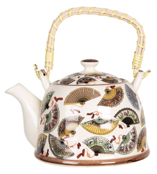 Porcelánová konvice na čaj se sítkem a vějíři – 800 m3