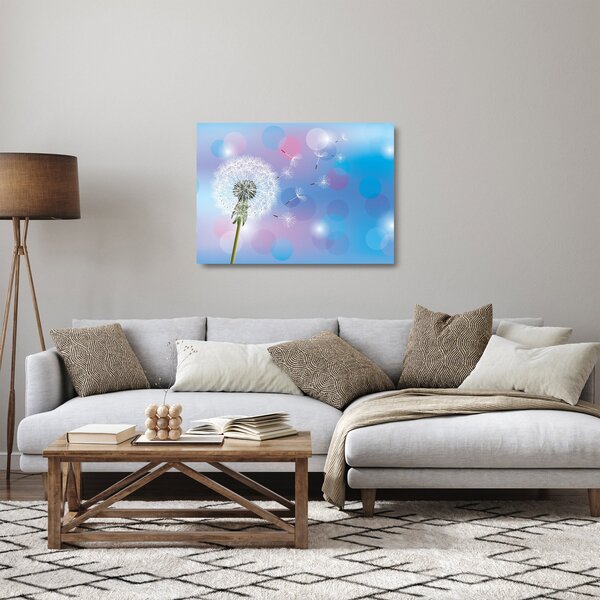 Skleněný obraz - Pampeliška ve větru (70x50 cm)