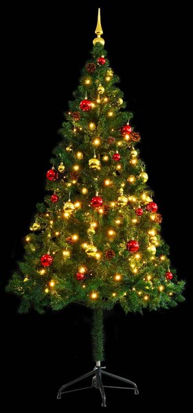 Vánoční stromek s LED osvětlením a baňkami zelený 180 cm 321500