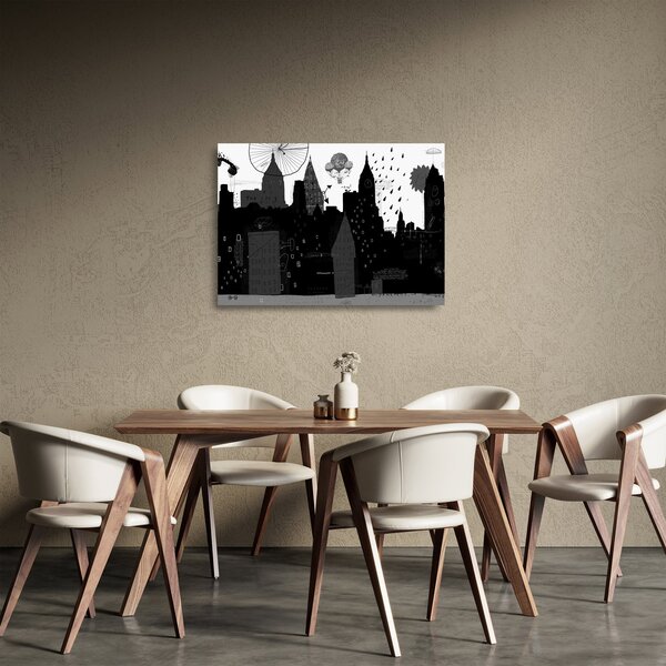Skleněný obraz - Město s nápisy a vzory (70x50 cm)