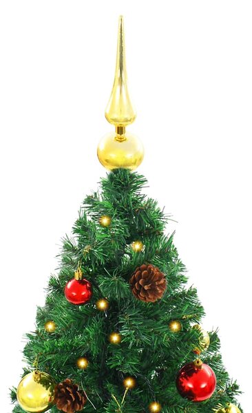 Vánoční stromek s LED osvětlením a baňkami zelený 180 cm 321500