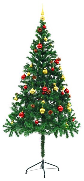 Vánoční stromek s LED osvětlením a baňkami zelený 180 cm 321500