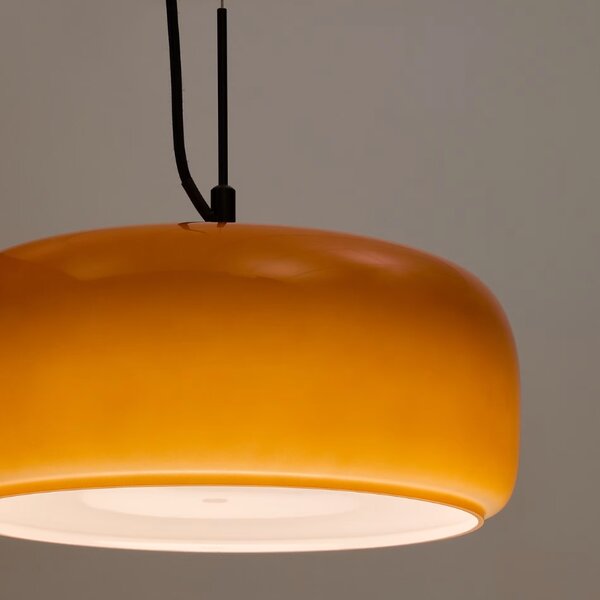 Oranžové skleněné závěsné LED světlo Kave Home Reig 38 cm