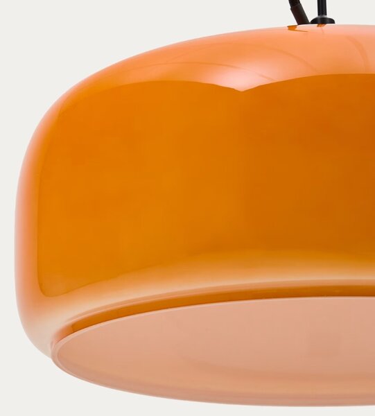 Oranžové skleněné závěsné LED světlo Kave Home Reig 38 cm