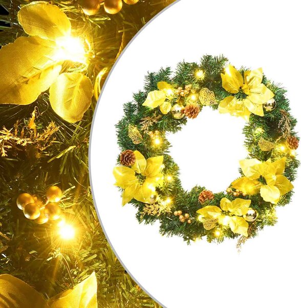 Vánoční věnec s LED světly zelený 60 cm PVC 321515
