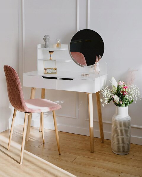 JUMI Toaletka se zrcátkem SCANDI kosmetická bílá pro make-up Skandinávské zásuvky