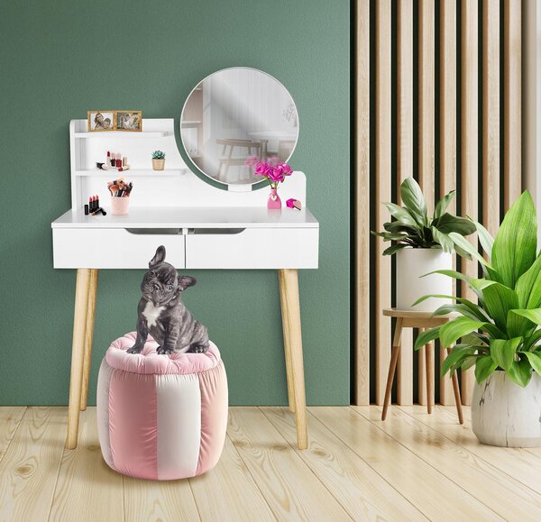 JUMI Toaletka se zrcátkem SCANDI kosmetická bílá pro make-up Skandinávské zásuvky