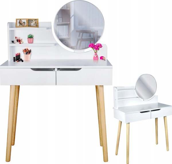 JUMI Toaletka se zrcátkem SCANDI kosmetická bílá pro make-up Skandinávské zásuvky