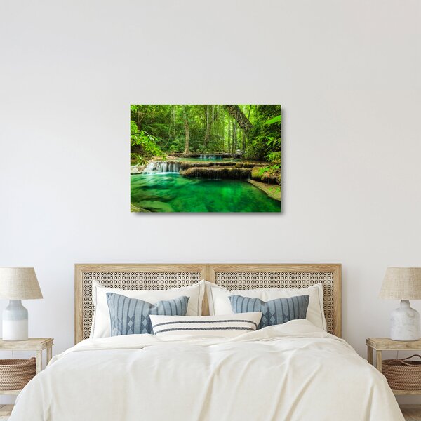Skleněný obraz - Vodopád Erawan v Kanchanaburi, Thajsko (70x50 cm)